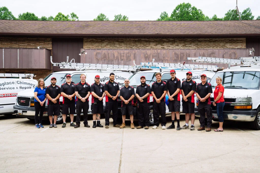The Chesapeake Chimney team in front of their service vans in Prince Frederick